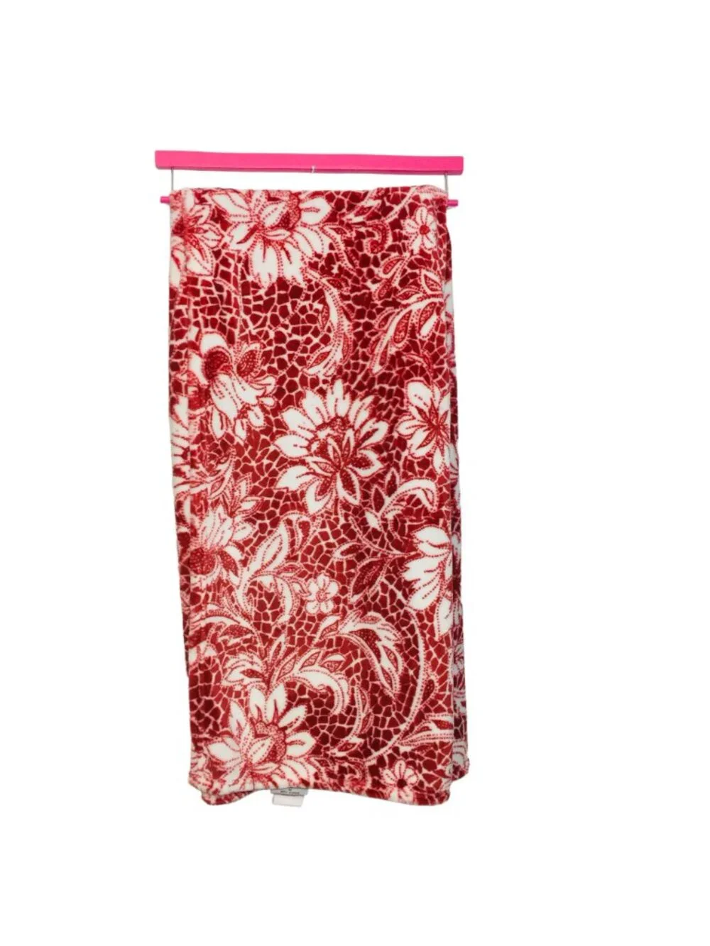 Betsey Johnson Plush Throw Red Off White Floral Throw 50